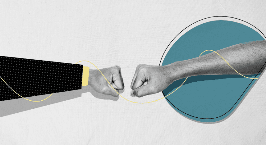 People As The Largest Risk Vector Image of Two People Fist Bumping