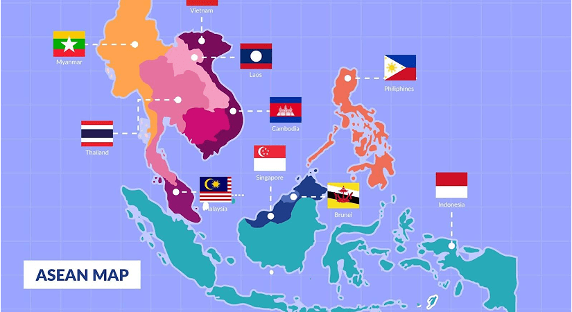 ASEAN Map | Antimicrobial Resistance Regional Overview Map showing ASEAN countries highlighted in a regional overview of antimicrobial resistance impact
