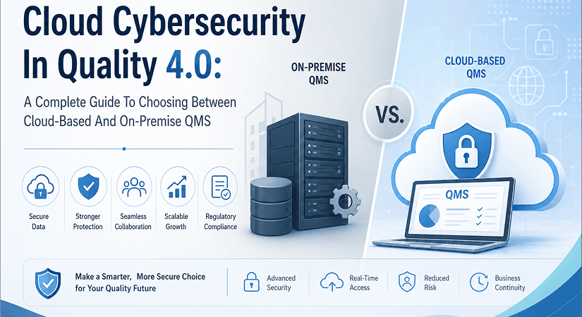 Cloud Cybersecurity In Quality 4.0 | Cloud vs On-Premise QMS Guide Cloud cybersecurity in Quality 4.0 comparing cloud based and on premise QMS for pharma organizations