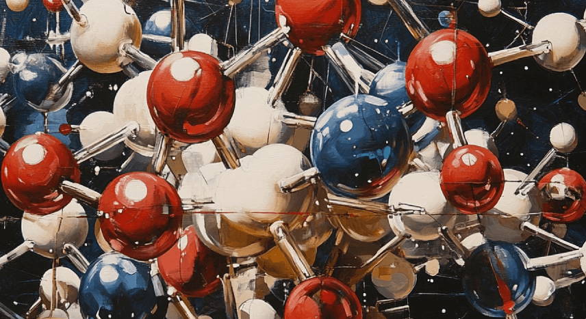 The GeneVecto Advantage A colorful illustration of connected red, blue, and white spheres representing a molecular structure.