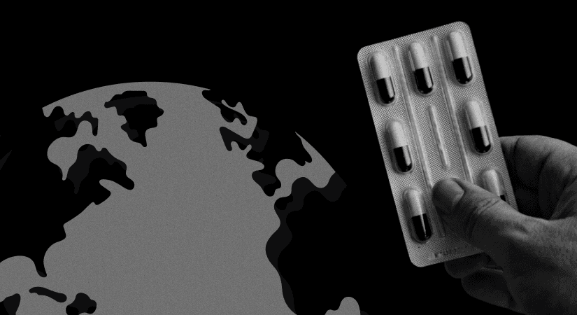 Top Global Blister Packaging Hotspots Monochrome image of a hand holding a blister package